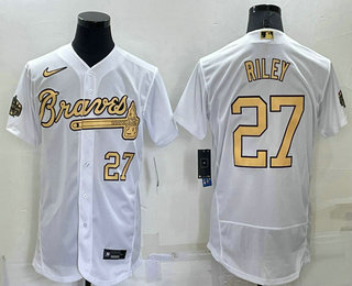 Men's Atlanta Braves #27 Austin Riley Number White 2022 All Star Stitched Flex Base Nike Jersey