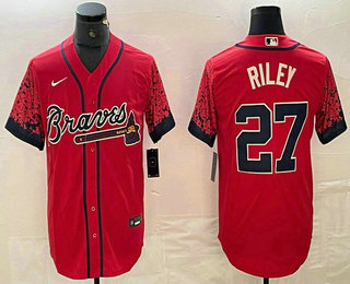 Men's Atlanta Braves #27 Austin Riley Red 2021 City Connect Stitched Cool Base Nike Jersey