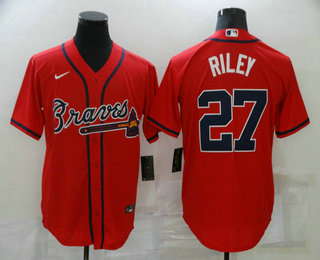 Men's Atlanta Braves #27 Austin Riley Red Stitched MLB Cool Base Nike Jersey