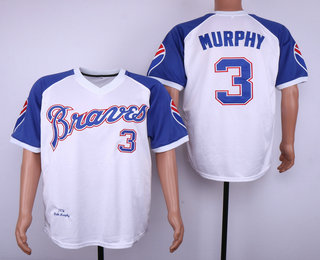 Men's Atlanta Braves #3 Dale Murphy 1974 White Throwback Jersey