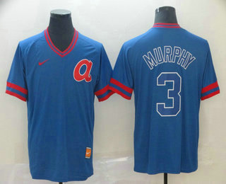 Men's Atlanta Braves #3 Dale Murphy Blue Nike Cooperstown Collection Legend V Neck Jersey