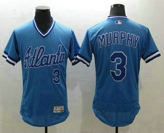 Men's Atlanta Braves #3 Dale Murphy Blue Pullover Flexbase 2016 MLB Player Jersey