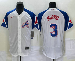 Men's Atlanta Braves #3 Dale Murphy White 2023 City Connect Flex Base Stitched Jersey 01