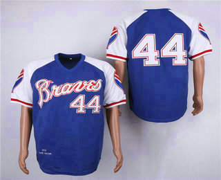 Men's Atlanta Braves #44 Hank Aaron 1973 Light Blue Stitched MLB Throwback Jersey By Mitchell & Ness