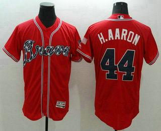 Men's Atlanta Braves #44 Hank Aaron Retired Red 2016 Flexbase Majestic Baseball Jersey