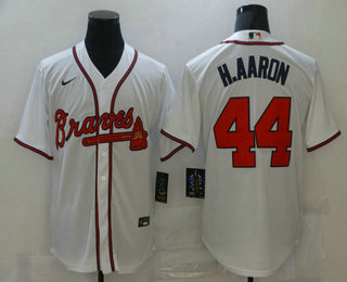 Men's Atlanta Braves #44 Hank Aaron White Stitched MLB Cool Base Nike Jersey