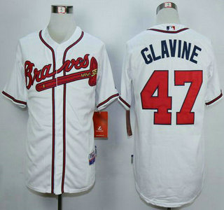 Men's Atlanta Braves #47 Tom Glavine White Cool Base Jersey