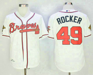 Men's Atlanta Braves #49 John Rocker White Home Throwback 1995 World Series with 30th Patch Stitched MLB Mitchell & Ness Jersey