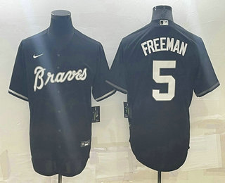 Men's Atlanta Braves #5 Freddie Freeman Black Turn Back The Clock Stitched Cool Base Jersey