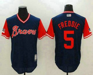 Men's Atlanta Braves #5 Freddie Freeman Freddie Navy-Red 2018 Players' Weekend Authentic Team Jersey