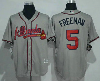 Men's Atlanta Braves #5 Freddie Freeman Grey Cool Base Majestic Baseball Jersey