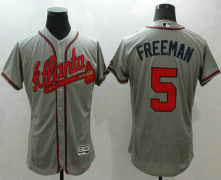 Men's Atlanta Braves #5 Freddie Freeman Grey Flexbase 2016 MLB Player Jersey