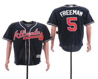 Men's Atlanta Braves #5 Freddie Freeman NEW Navy Blue Stitched MLB Cool Base Jersey