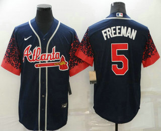 Men's Atlanta Braves #5 Freddie Freeman Navy Blue 2021 City Connect Stitched Cool Base Nike Jersey