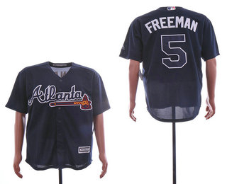 Men's Atlanta Braves #5 Freddie Freeman Navy Blue Alternate Stitched MLB Cool Base Jersey