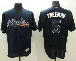 Men's Atlanta Braves #5 Freddie Freeman Navy Blue Flexbase 2016 MLB Player Jersey