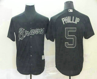 Men's Atlanta Braves #5 Freddie Freeman Phillip Black 2019 Players' Weekend Stitched Nickname Jersey