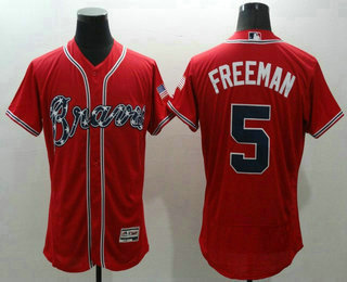 Men's Atlanta Braves #5 Freddie Freeman Red Flexbase 2016 MLB Player Jersey