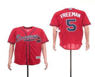 Men's Atlanta Braves #5 Freddie Freeman Red Stitched MLB Cool Base Jersey