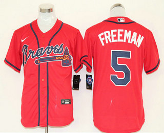 Men's Atlanta Braves #5 Freddie Freeman Red Stitched MLB Cool Base Nike Jersey