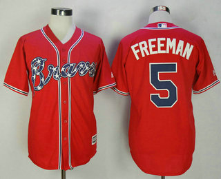 Men's Atlanta Braves #5 Freddie Freeman Red Stitched MLB Majestic Cool Base Jersey