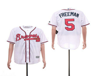 Men's Atlanta Braves #5 Freddie Freeman White Stitched MLB Cool Base Jersey