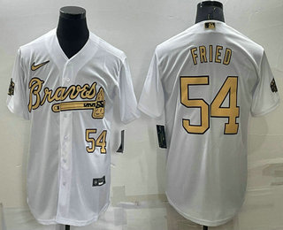 Men's Atlanta Braves #54 Max Fried Number White 2022 All Star Stitched Cool Base Nike Jersey