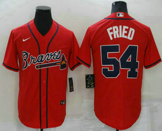 Men's Atlanta Braves #54 Max Fried Red Stitched MLB Cool Base Nike Jersey