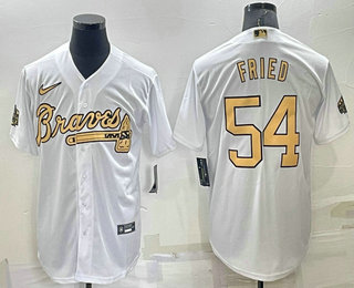 Men's Atlanta Braves #54 Max Fried White 2022 All Star Stitched Cool Base Nike Jersey