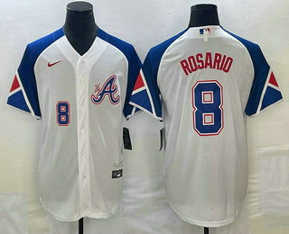 Men's Atlanta Braves #8 Eddie Rosario Number White 2023 City Connect Cool Base Stitched Jersey 11