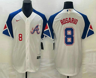 Men's Atlanta Braves #8 Eddie Rosario Number White 2023 City Connect Cool Base Stitched Jersey 13