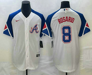 Men's Atlanta Braves #8 Eddie Rosario White 2023 City Connect Cool Base Stitched Jersey 11