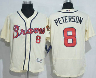 Men's Atlanta Braves #8 Jace Peterson Cream 2016 Flexbase Stitched Baseball Jersey