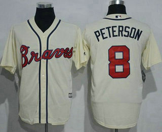 Men's Atlanta Braves #8 Jace Peterson Cream Cool Base Stitched Baseball Jersey