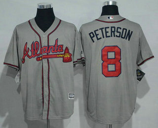 Men's Atlanta Braves #8 Jace Peterson Gray Road Cool Base Stitched Baseball Jersey