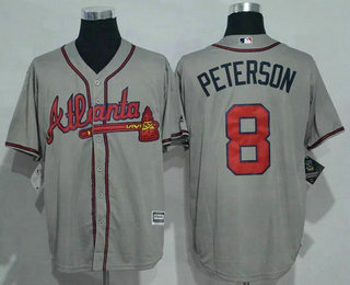 Men's Atlanta Braves #8 Jace Peterson Grey Cool Base Majestic Baseball Jersey