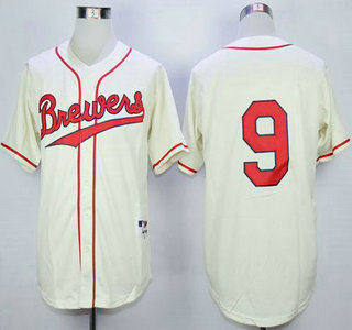 Men's Atlanta Braves #9 Jean Segura Cream 1948 Turn Back The Clock Jersey