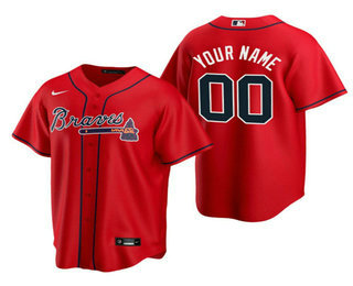 Men's Atlanta Braves Active Player Custom Red Cool Base Stitched Jersey