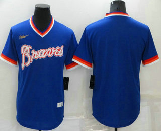 Men's Atlanta Braves Blank Blue Cooperstown Collection Stitched MLB Throwback Jersey