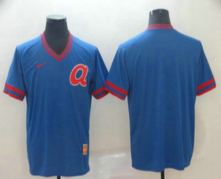 Men's Atlanta Braves Blank Blue Nike Cooperstown Collection Legend V Neck Jersey