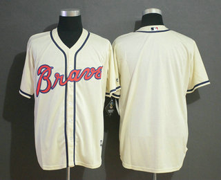 Men's Atlanta Braves Blank Cream Stitched MLB Cool Base Jersey