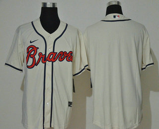 Men's Atlanta Braves Blank Cream Stitched MLB Cool Base Nike Jersey