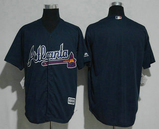 Men's Atlanta Braves Blank Navy Blue Stitched MLB Majestic Cool Base Jersey