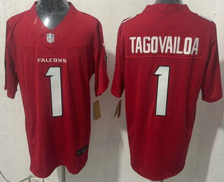 Men's Atlanta Falcons #1 Tua Tagovailoa Limited Red FUSE Vapor Jersey