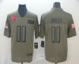 Men's Atlanta Falcons #11 Julio Jones NEW Olive 2019 Salute To Service Stitched NFL Nike Limited Jersey