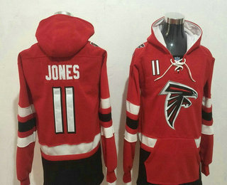Men's Atlanta Falcons #11 Julio Jones NEW Red Pocket Stitched NFL Pullover Hoodie