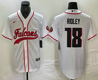 Men's Atlanta Falcons #18 Calvin Ridley White Cool Base Stitched Baseball Jersey