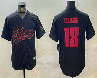 Men's Atlanta Falcons #18 Kirk Cousins Black Cool Base Stitched Baseball Jersey