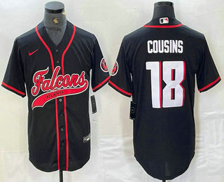 Men's Atlanta Falcons #18 Kirk Cousins Black Cool Base Stitched Baseball Jersey