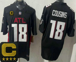 Men's Atlanta Falcons #18 Kirk Cousins Limited Black C Patch FUSE Vapor Jersey